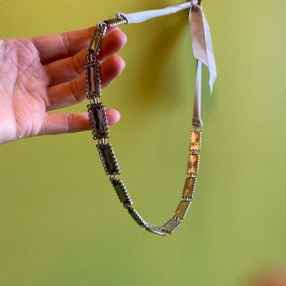 NWOT Club Monaco metal necklace with ribbon - Picture 5 of 10